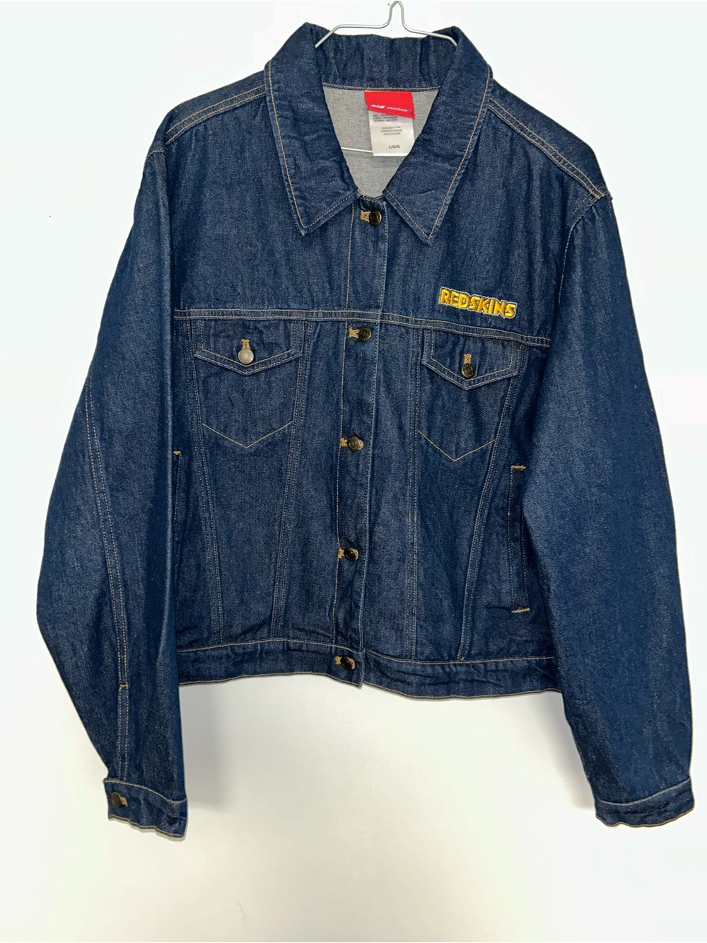 Reebok Vintage Redskins Denim Jacket in Blue Womens Size Large Like New